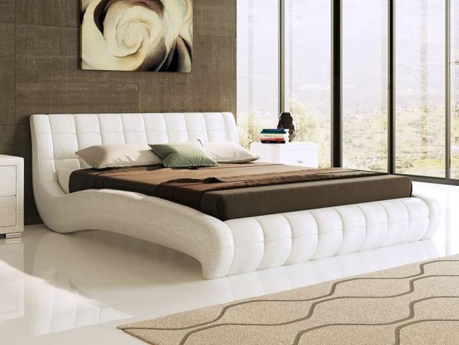 Кровать Nuvola 1, цвет: Экокожа Белая