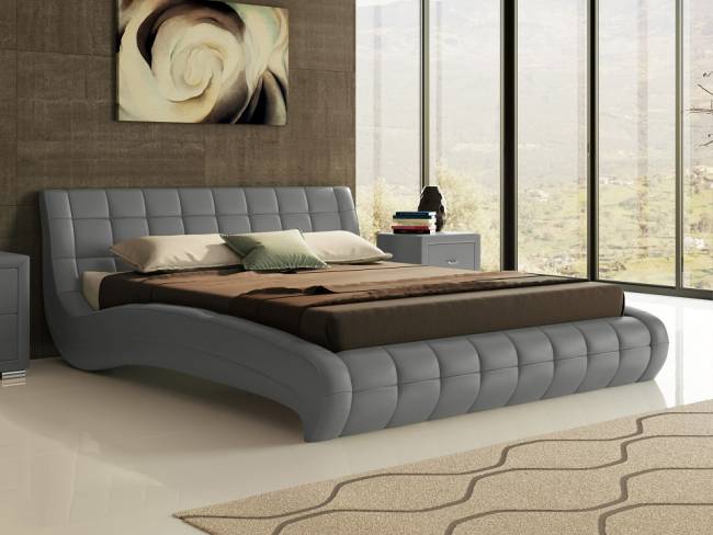 Кровать Nuvola 1, цвет: Экокожа Серая