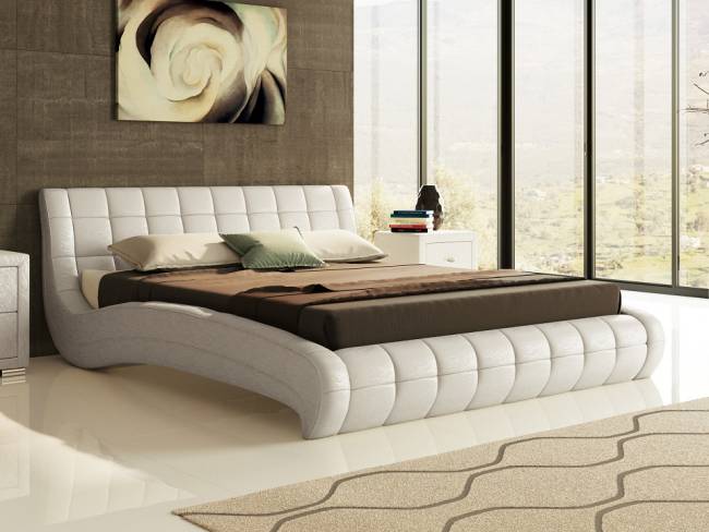 Кровать Nuvola 1, цвет: Экокожа Жемчуг