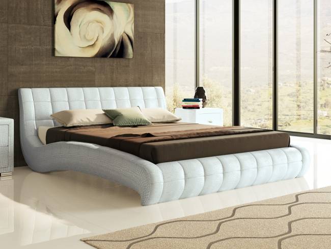 Кровать Nuvola 1, цвет: Экокожа Кайман Белый