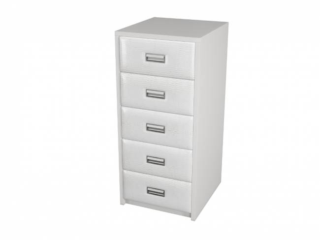 Комод Como/Veda 5 ящиков, цвет: ЛДСП Белый/Экокожа Кайман Белый