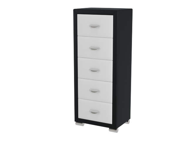 Комод Orma Soft 2 (5 ящиков), цвет: Экокожа Черный/Белый