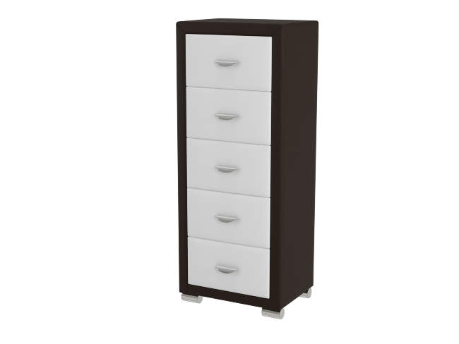 Комод Orma Soft 2 (5 ящиков), цвет: Экокожа Коричневый/Белый