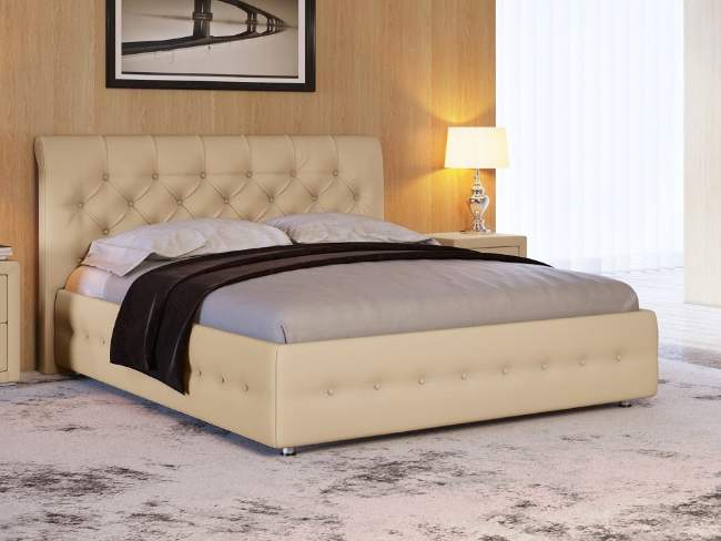 Кровать Life 4, цвет: Экокожа Бежевая Кровать Life 4, цвет: Экокожа Бежевая