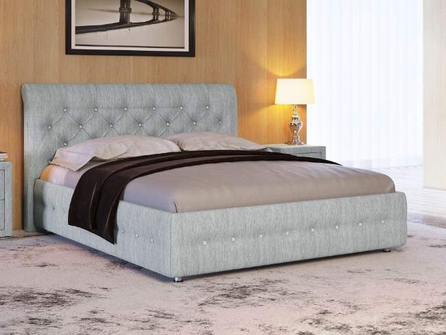 Кровать Life 4, цвет: Глазго Серый со стразами Кровать Life 4, цвет: Глазго Серый со стразами