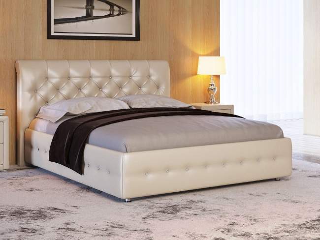 Кровать Life 4, цвет: Бежевый перламутр со стразами Кровать Life 4, цвет: Бежевый перламутр со стразами