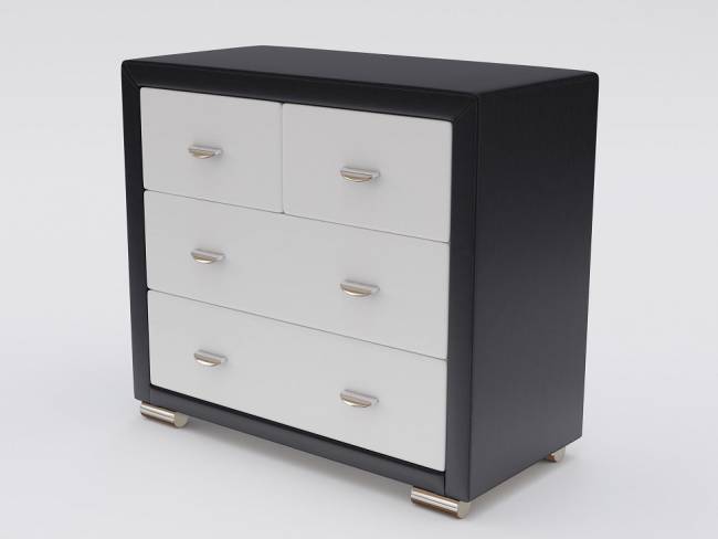 Комод Orma Soft 2 (4 ящика), цвет: Экокожа Черный/Белый
