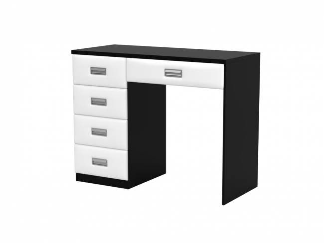 Туалетный стол Como/Veda (5 ящиков), цвет: ЛДСП Черный/Экокожа Белый