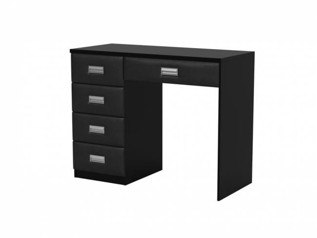Туалетный стол Como/Veda (5 ящиков), цвет: ЛДСП Черный/Экокожа Черный