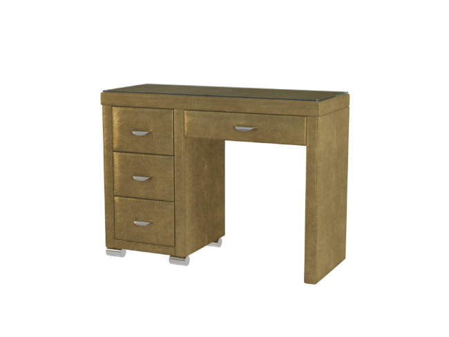 Туалетный стол OrmaSoft-2 (4 ящика) левый, цвет: Экокожа Золото