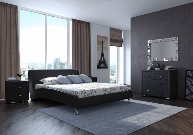 Кровать Corso 2, цвет: Экокожа Черная Кровать Corso 2, цвет: Экокожа Черная