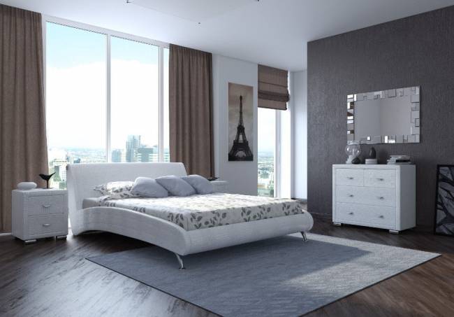 Кровать Corso 2, цвет:  Экокожа Кайман белый Кровать Corso 2, цвет:  Экокожа Кайман белый