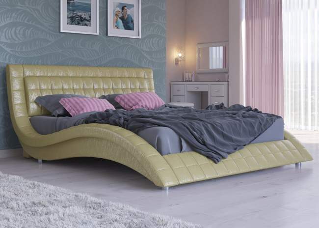 Кровать Атлантико с подъемным механизмом, цвет:  Экокожа Золото