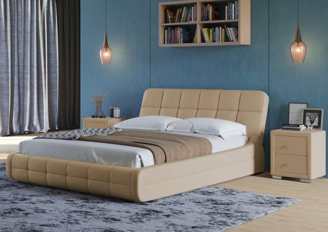 Кровать Corso 6, цвет: Экокожа Бежевая Кровать Corso 6, цвет: Экокожа Бежевая