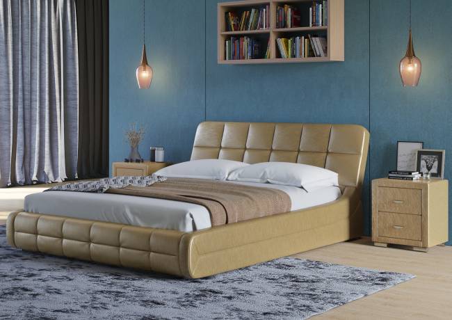 Кровать Corso 6, цвет: Экокожа Золото Кровать Corso 6, цвет: Экокожа Золото