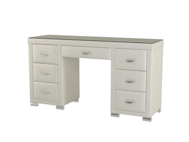 Туалетный стол OrmaSoft 2 (7 ящиков), цвет: Экокожа Молочный перламутр