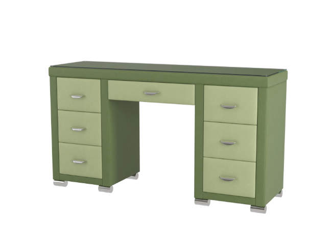 Туалетный стол OrmaSoft 2 (7 ящиков), цвет: Экокожа Олива/Зеленое яблоко